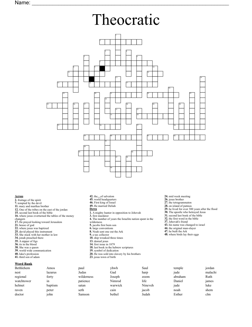 Theocratic Crossword WordMint Theocratic Crossword WordMint