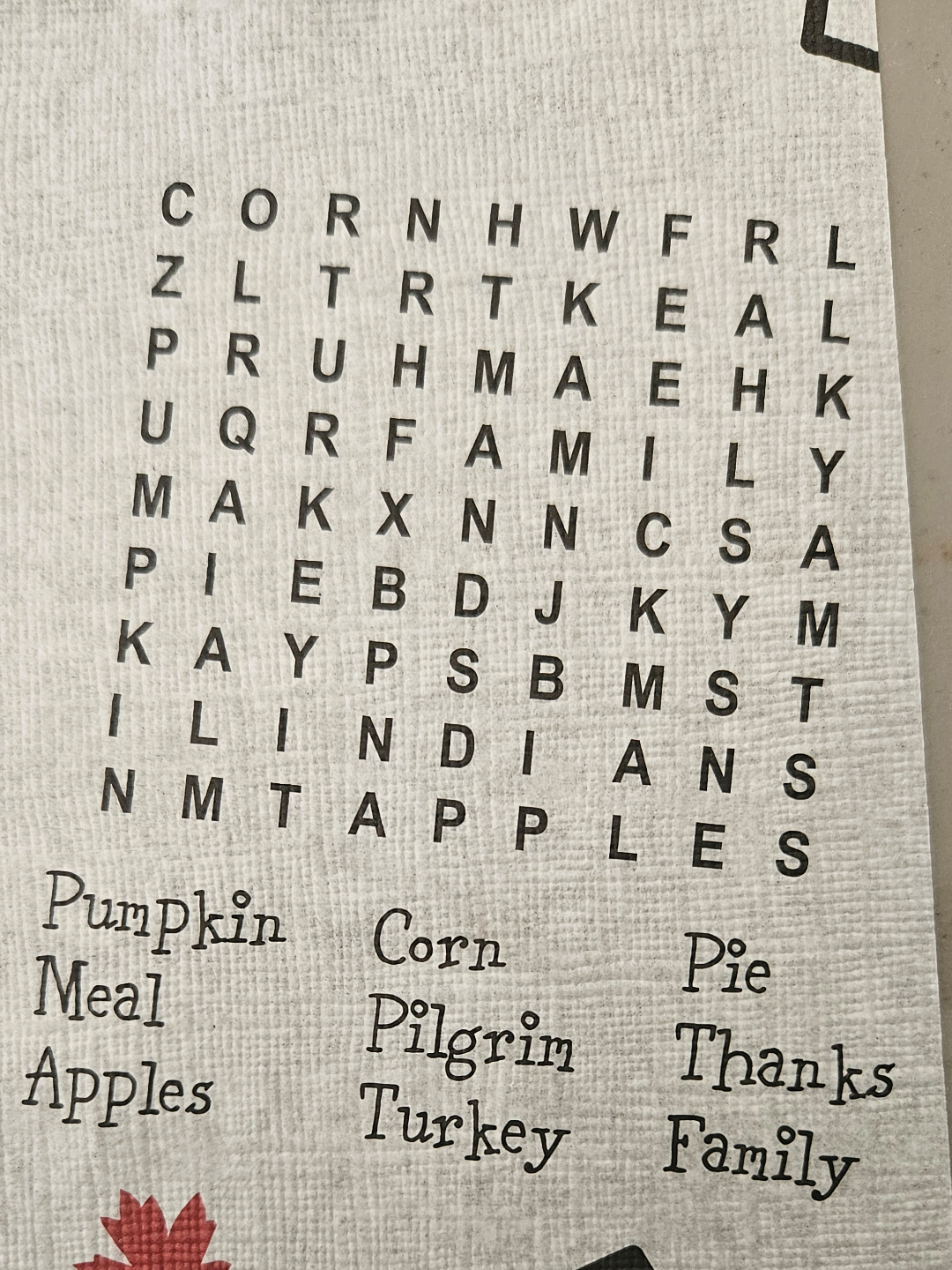 This Crossword On A Thanksgiving Tablecloth Doesn t Have Pilgrim But Has Indian R mildlyinteresting