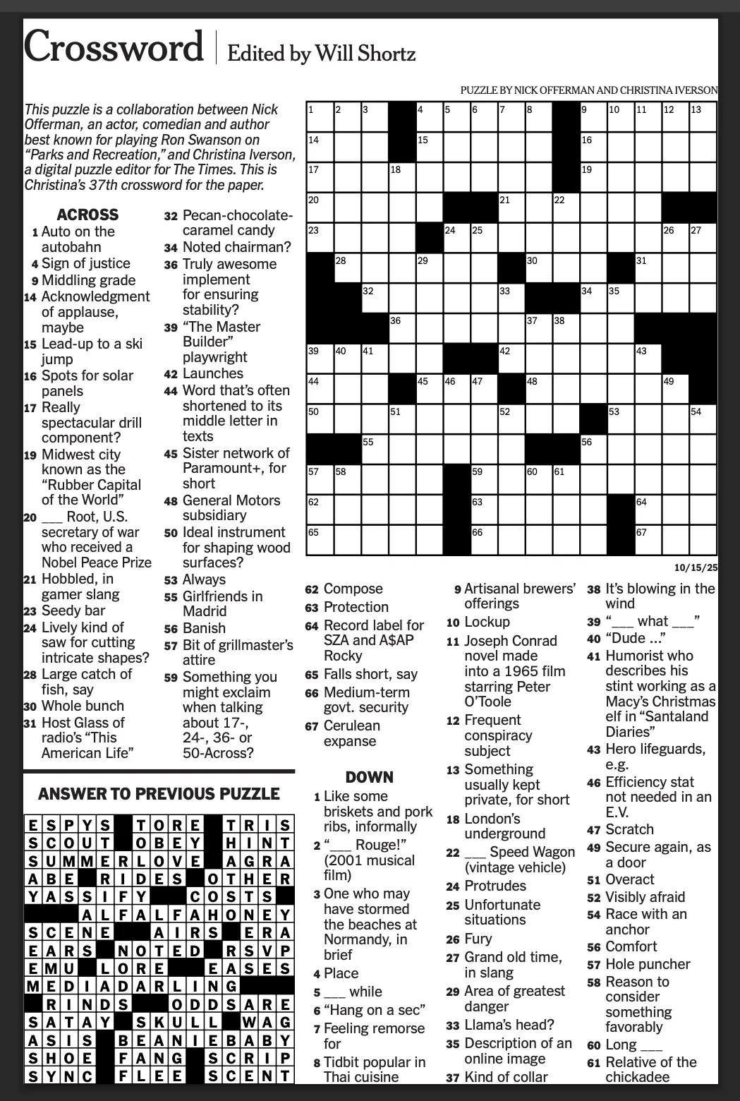 Today s NYT Crossword R TheGreatNorth