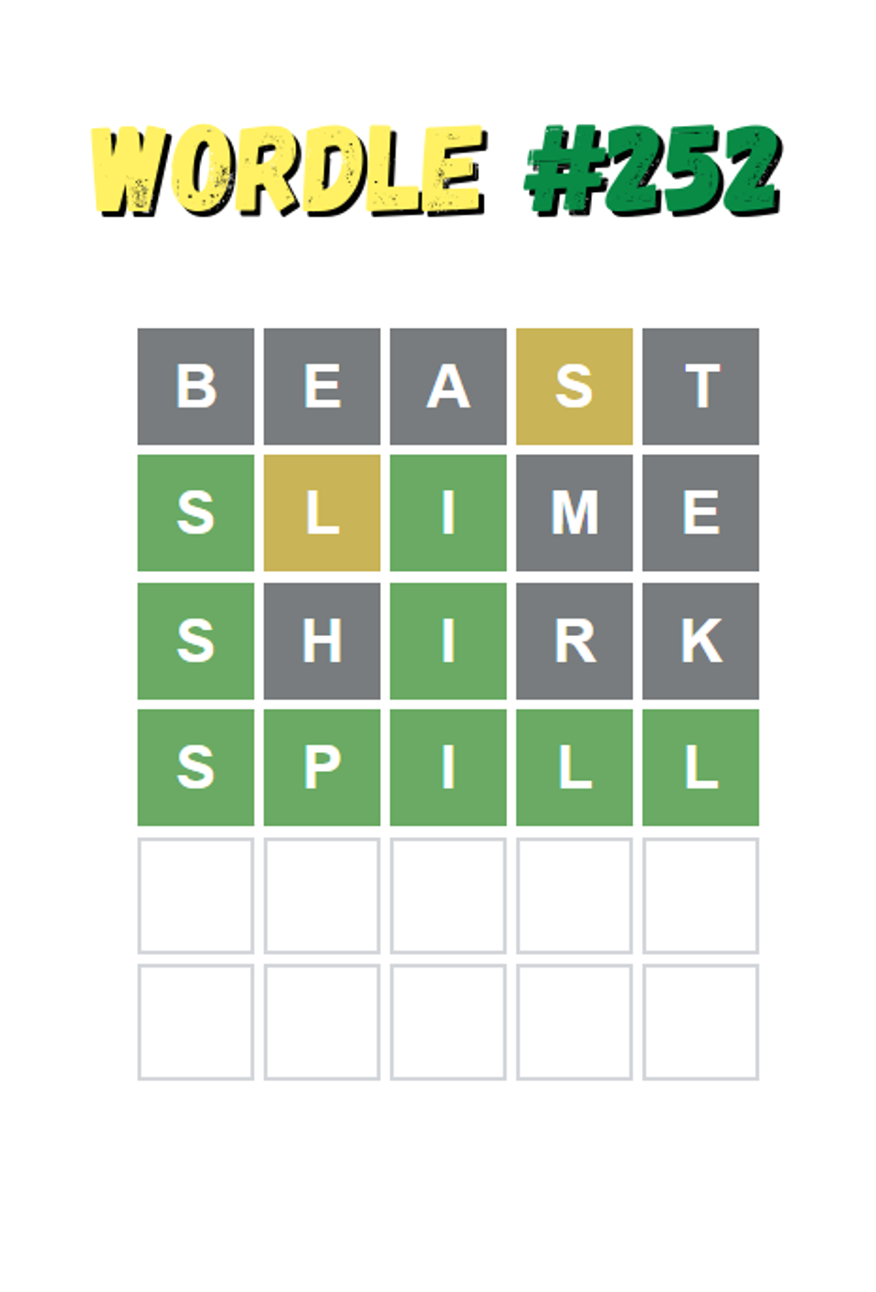 Today s Wordle Answer 252 Saturday February 26th Solution