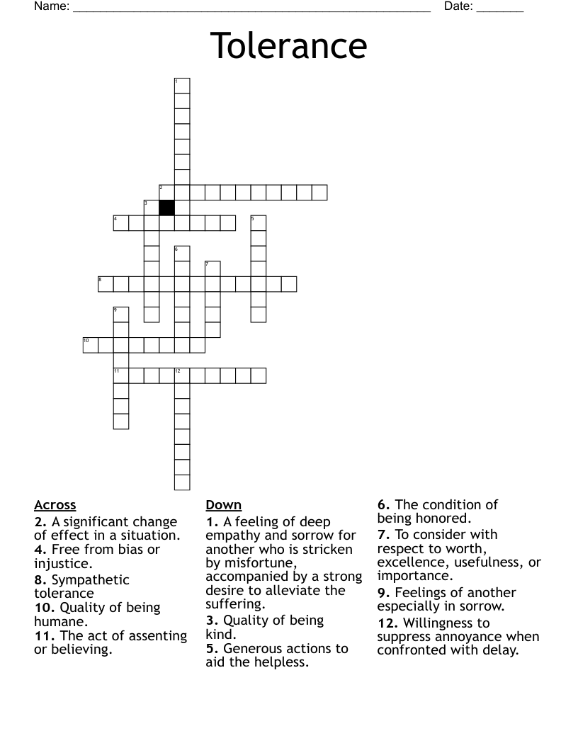 Tolerance Crossword WordMint Tolerance Crossword WordMint