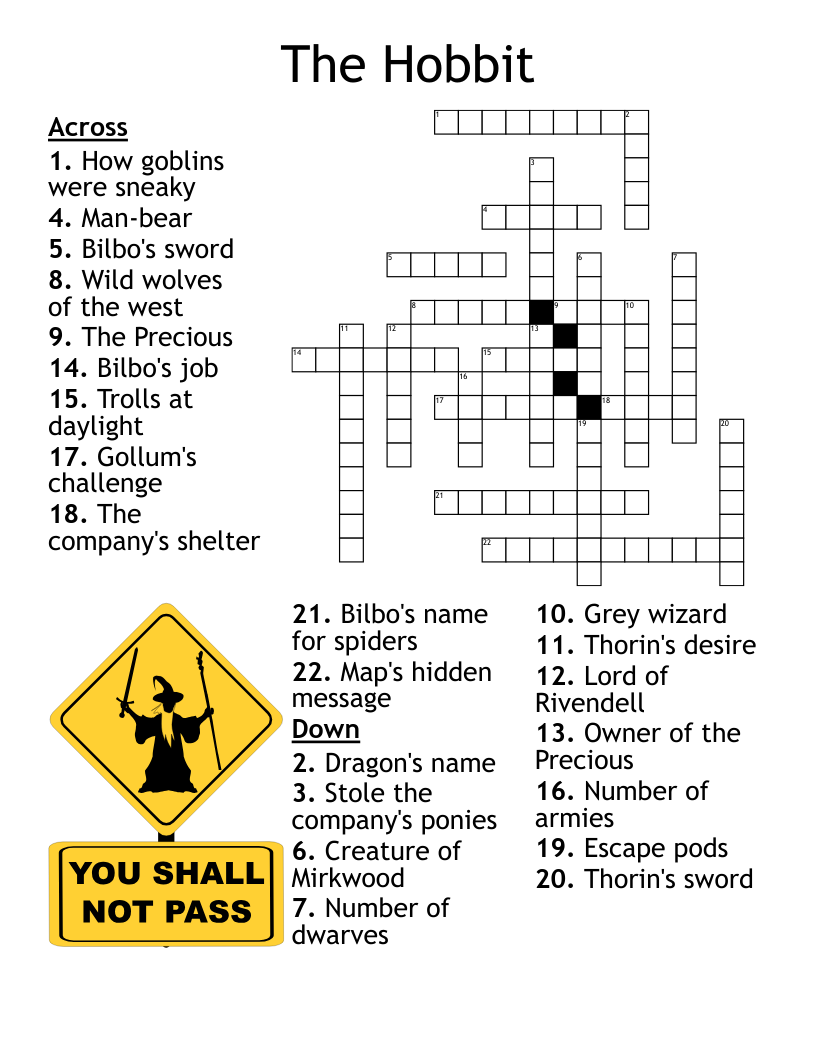 Tolkien Crossword Puzzle 2 WordMint