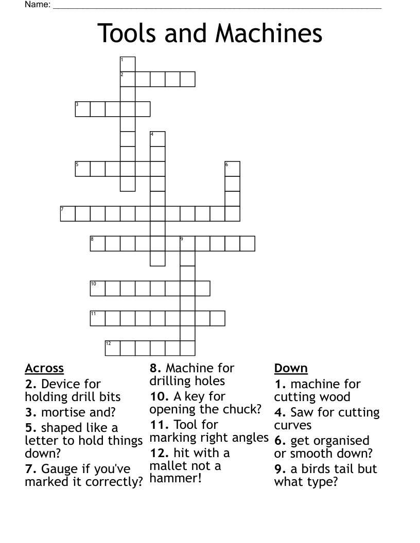 Tools And Machines Crossword WordMint Tools And Machines Crossword WordMint