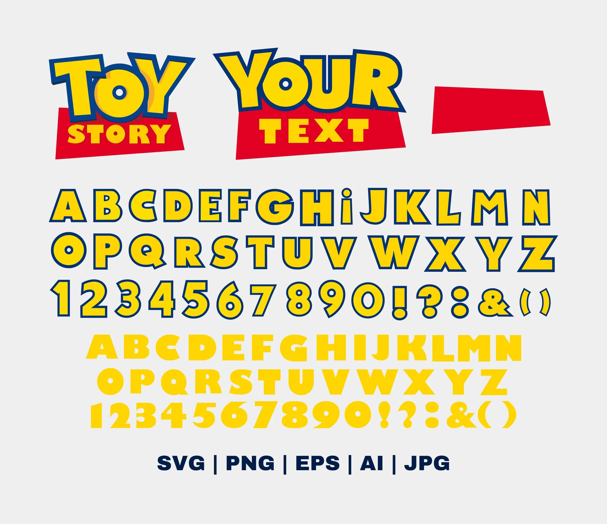 Toy Story Font SVG Toy Story Alphabet SVG Toy Story Letters Numbers Punctuation SVG Png Ai Eps Jpg Digital Download Etsy