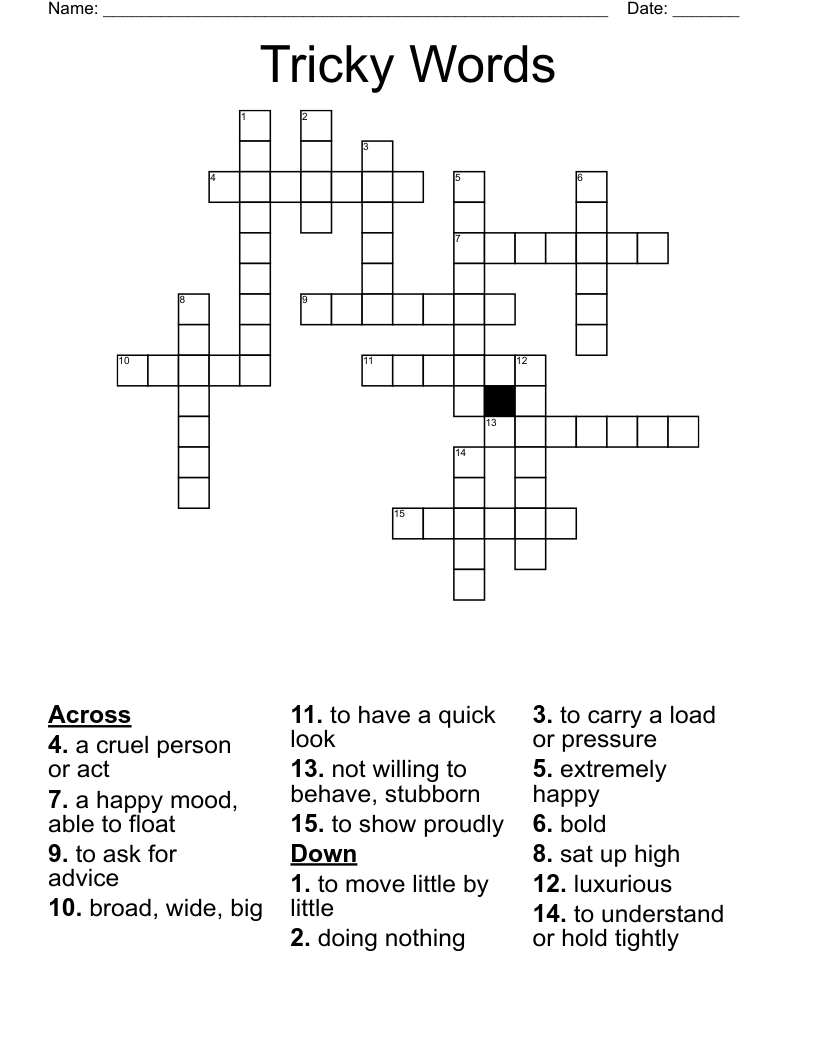 Tricky Words Crossword WordMint Tricky Words Crossword WordMint