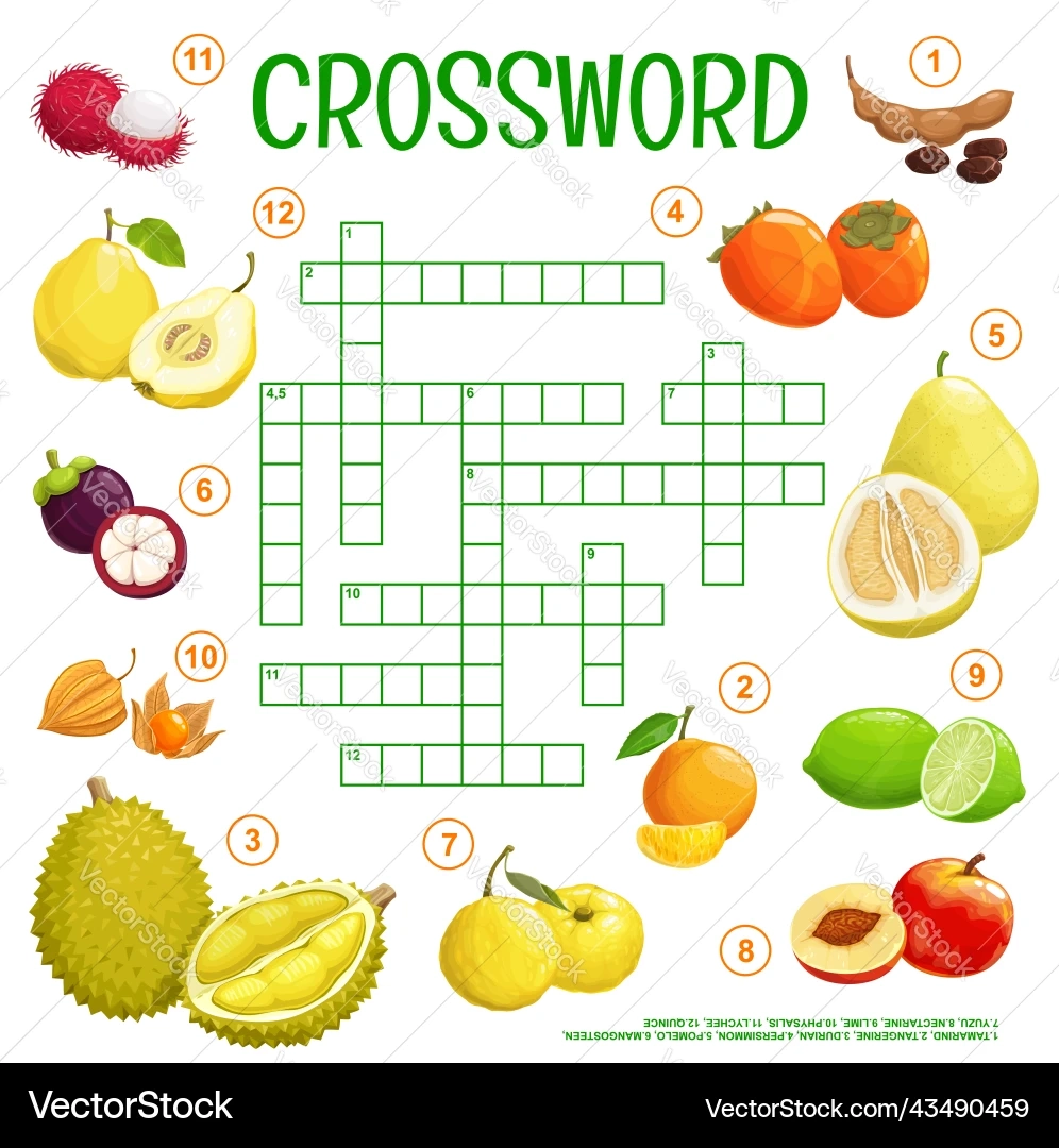Tropical Fruit Crossword Puzzle Royalty Free Vector VectorStock