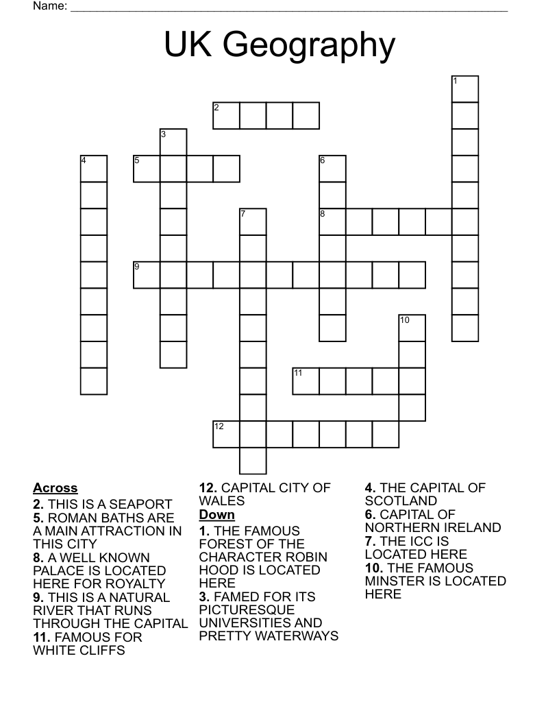 UK Geography Crossword WordMint