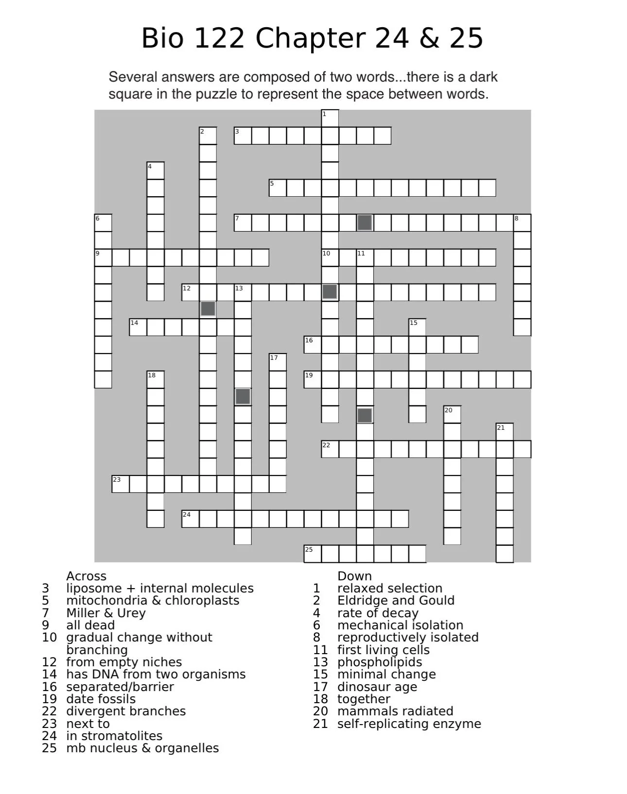 University General Biology Biology Crossword Help R HomeworkHelp