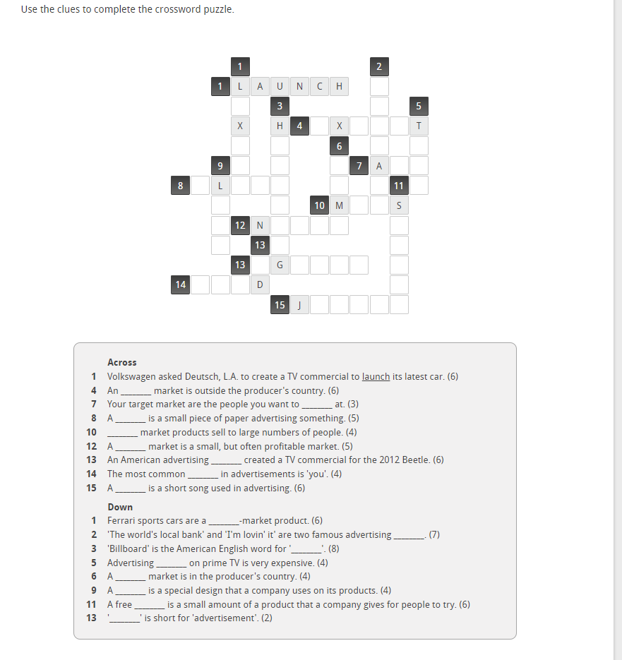 Use The Clues To Complete The Crossword Puzzle Across 1 