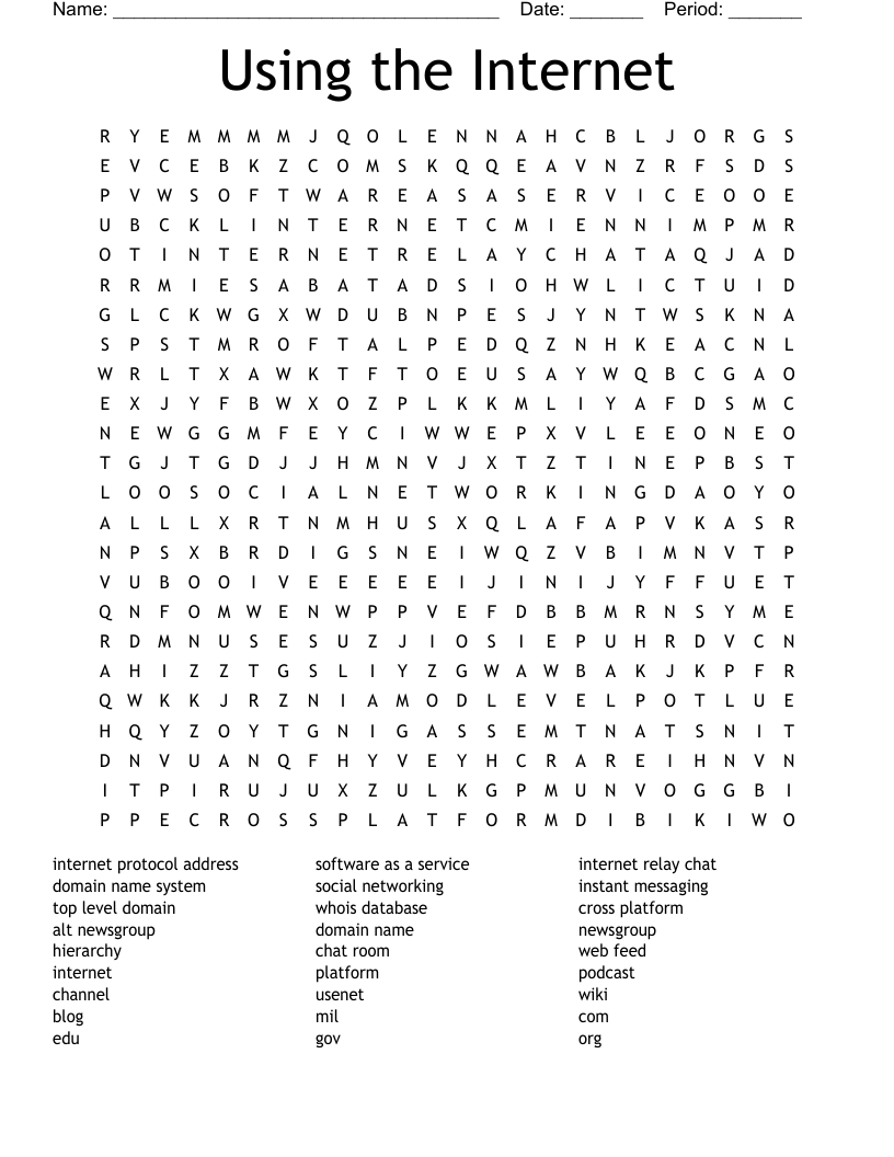 Using The Internet Word Search WordMint