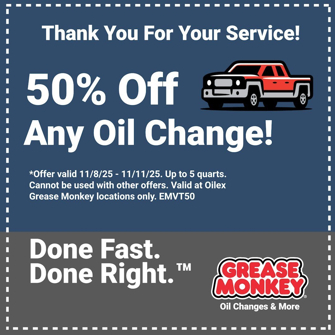 Veterans Day Oil Change Discount 50 Off For Veterans Military