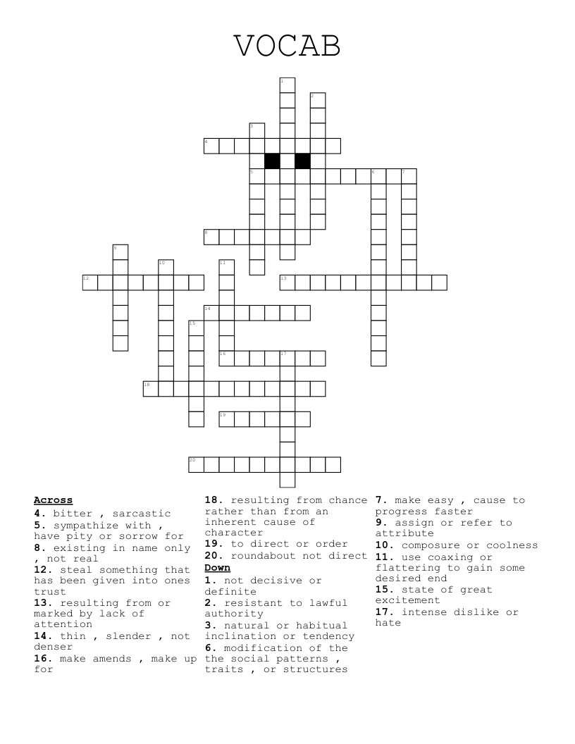 VOCAB Crossword WordMint VOCAB Crossword WordMint