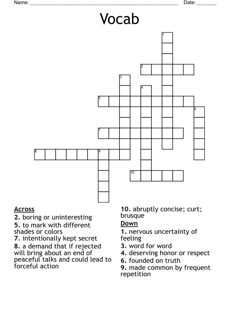 Vocab Crossword WordMint