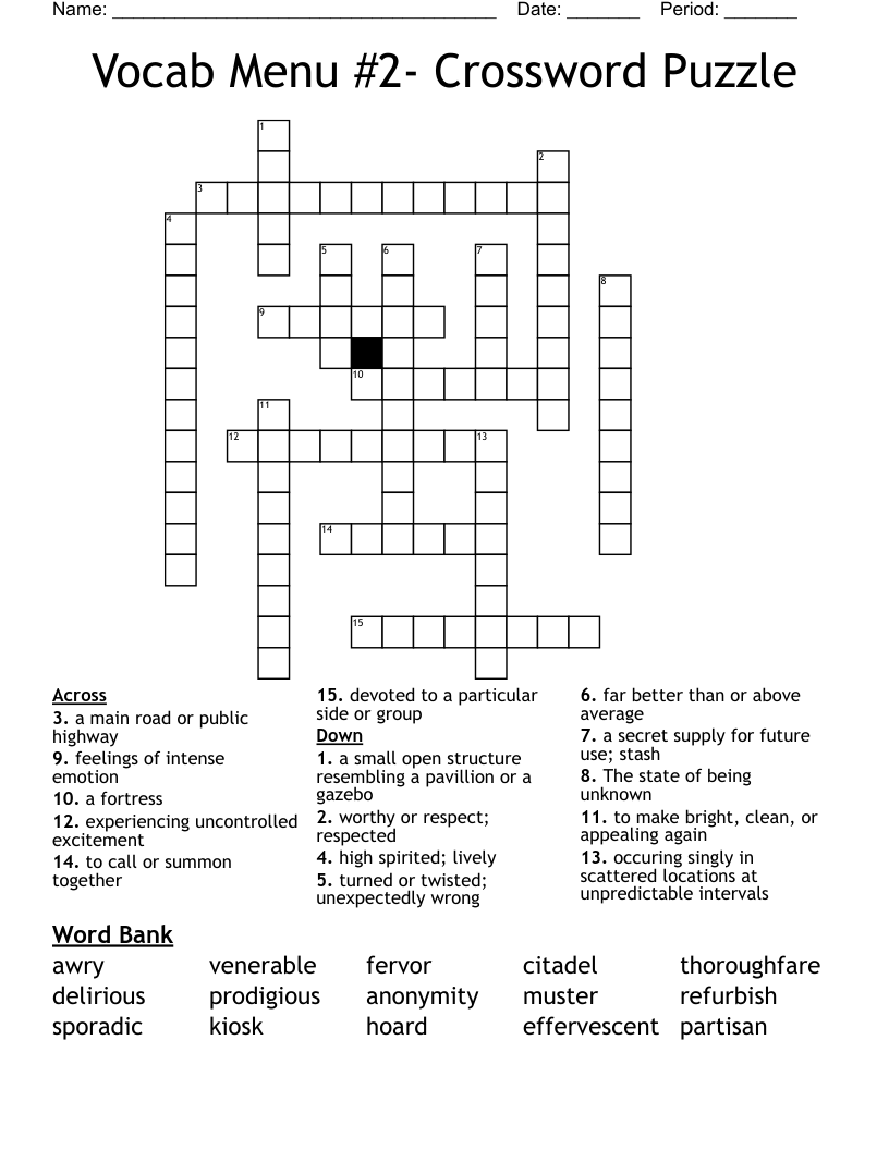 Vocab Menu 2 Crossword Puzzle WordMint Vocab Menu 2 Crossword Puzzle WordMint
