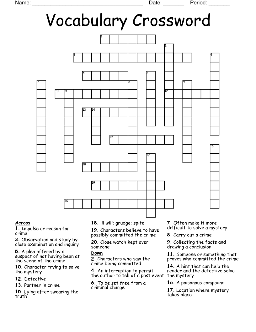 Vocabulary Crossword WordMint