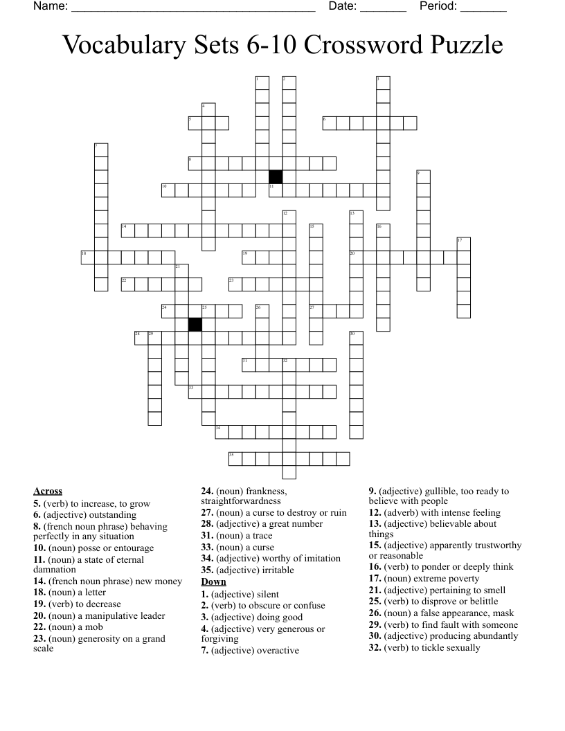 Vocabulary Sets 6 10 Crossword Puzzle WordMint