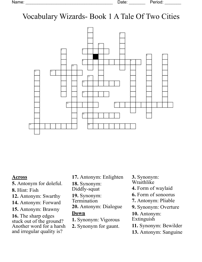 Vocabulary Wizards Book 1 A Tale Of Two Cities Crossword WordMint Vocabulary Wizards Book 1 A Tale Of Two Cities Crossword WordMint