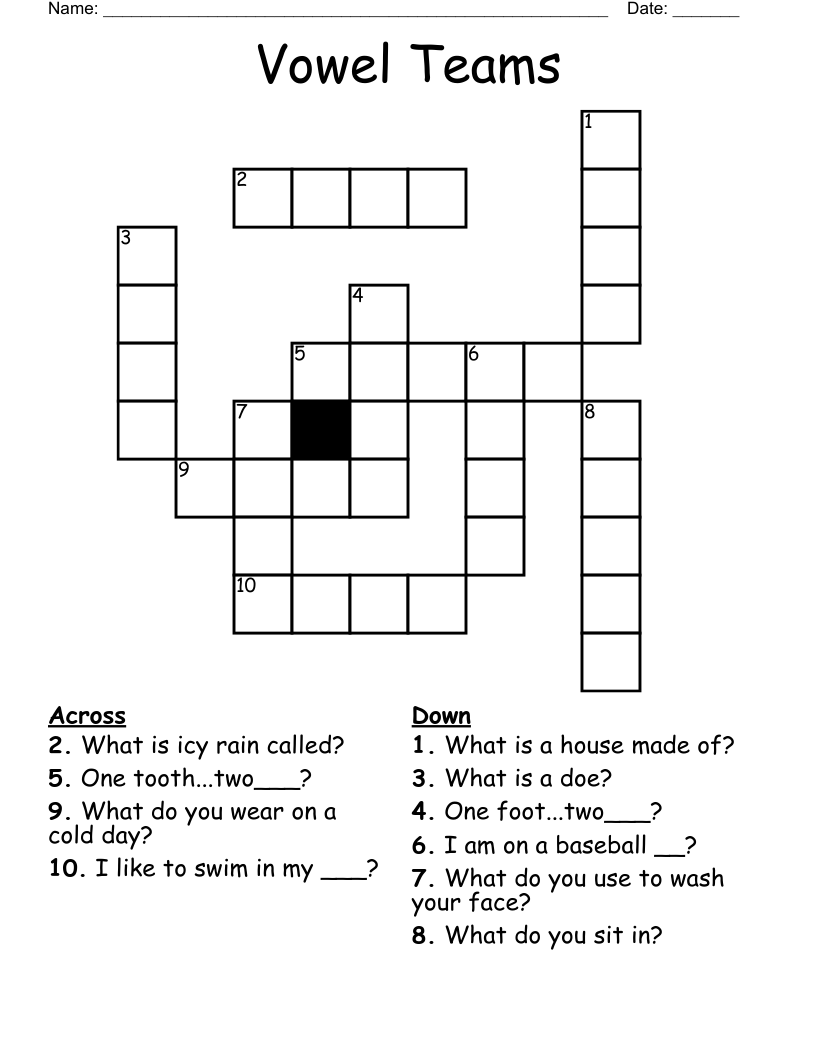 Vowel Teams Crossword WordMint