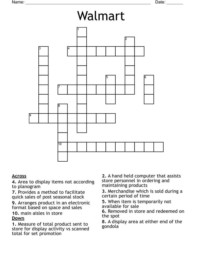 Walmart Crossword WordMint