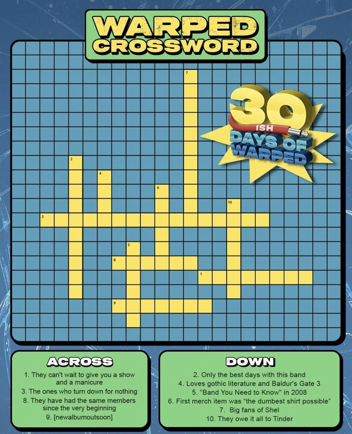Warped Tour Crossword 2 22 R warpedtour
