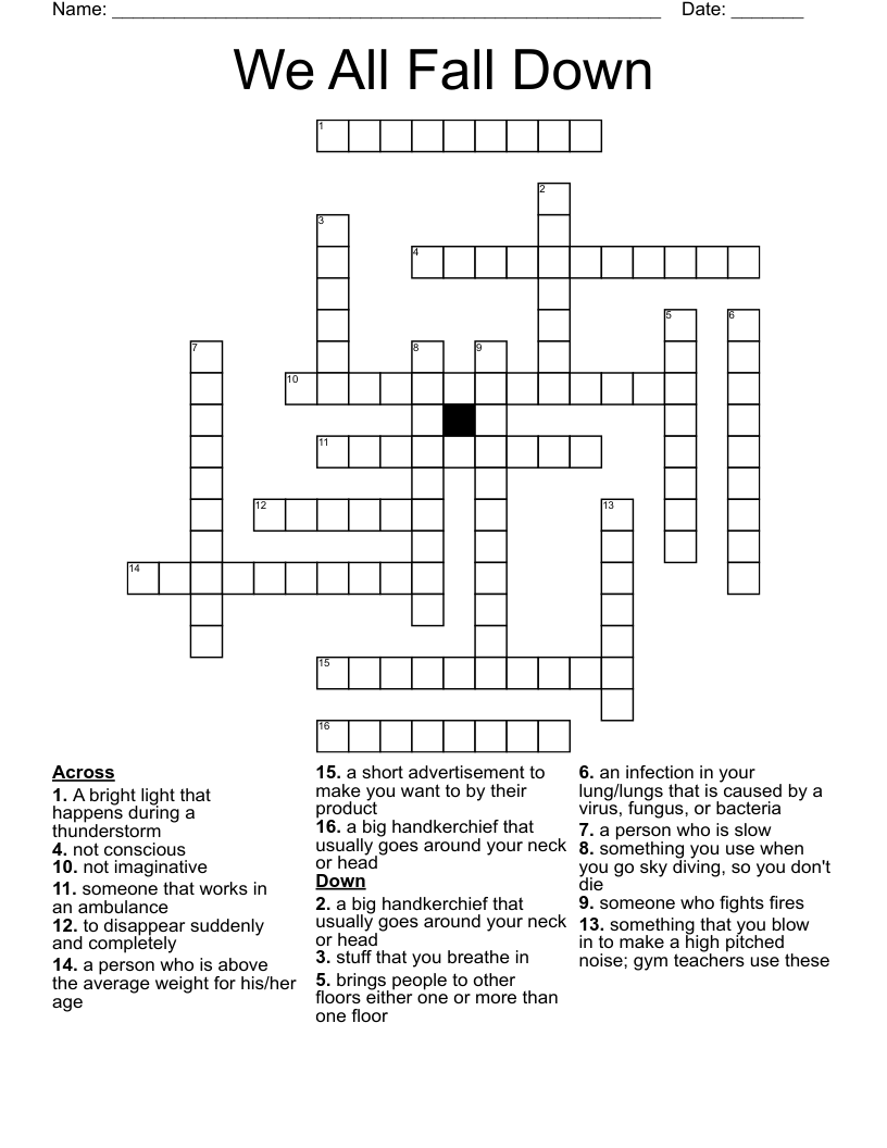 We All Fall Down Crossword WordMint We All Fall Down Crossword WordMint