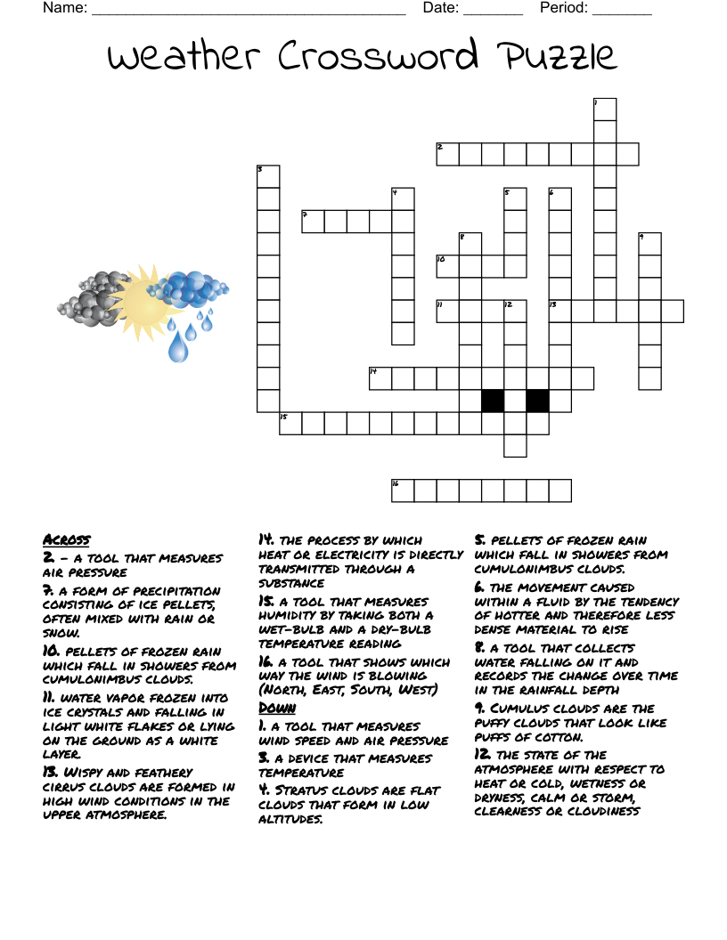 Weather Crossword Puzzle WordMint
