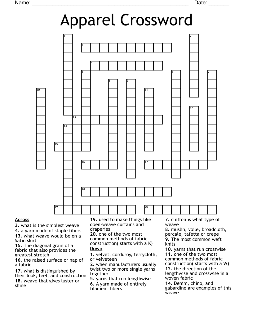 Weaving Crossword WordMint