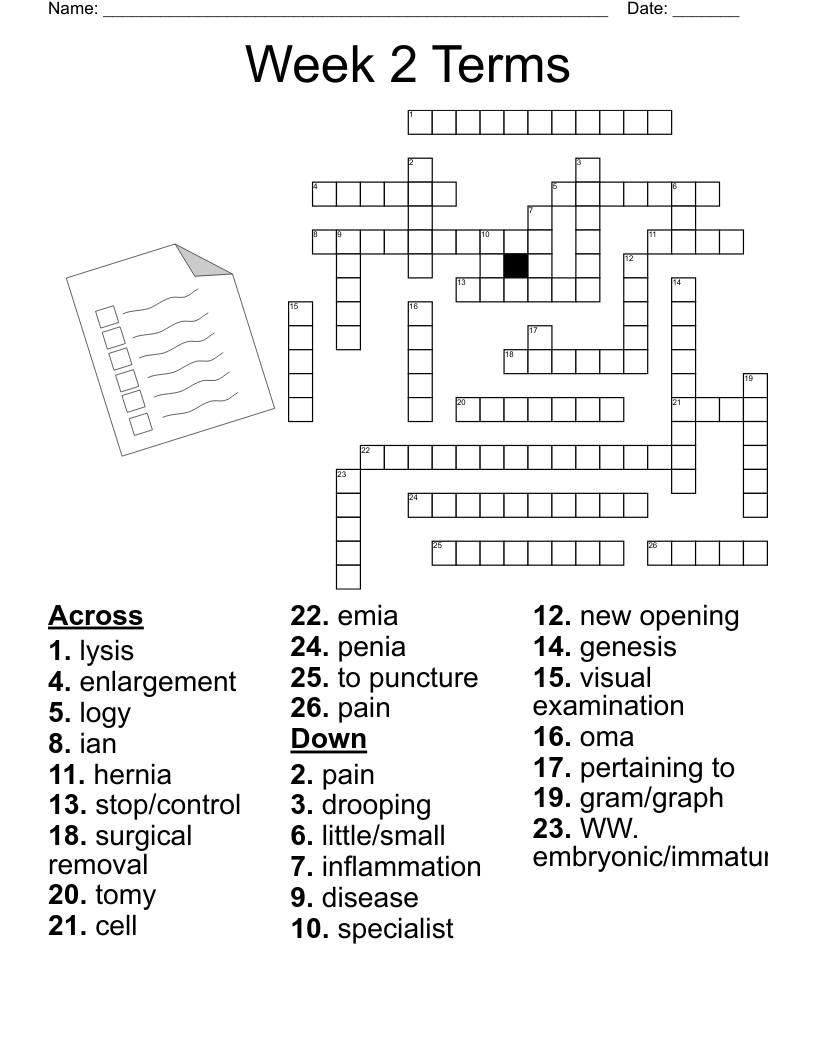 Week 2 Terms Crossword WordMint