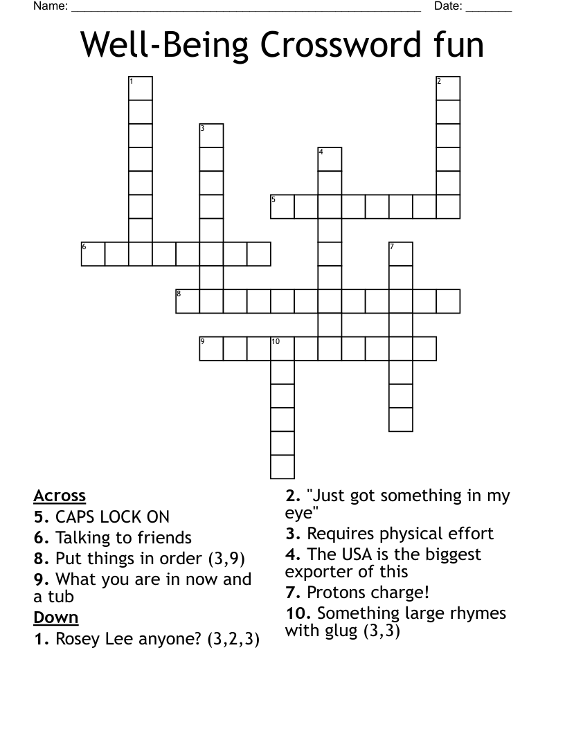 Well Being Crossword Fun WordMint