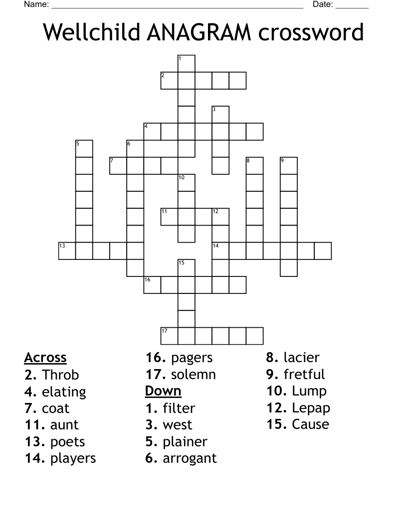 Wellchild ANAGRAM Crossword WordMint