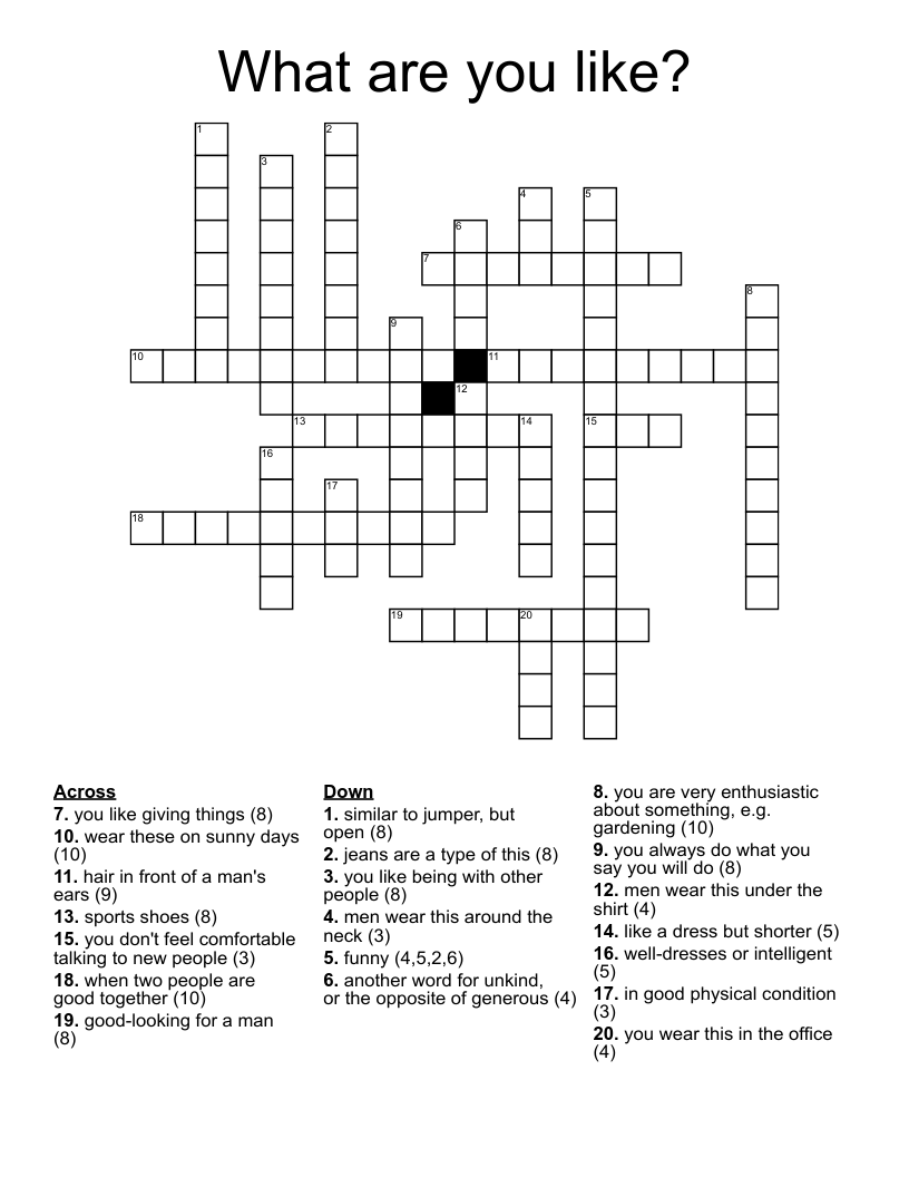 What Are You Like Crossword WordMint What Are You Like Crossword WordMint