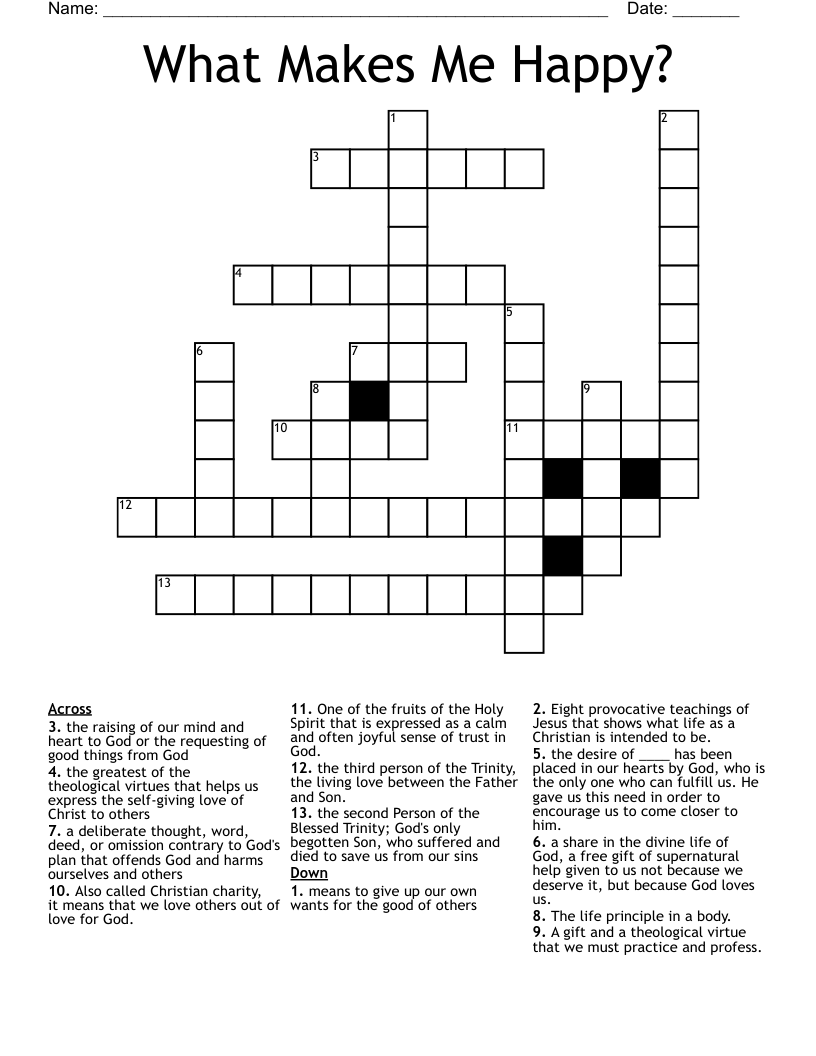 What Makes Me Happy Crossword WordMint