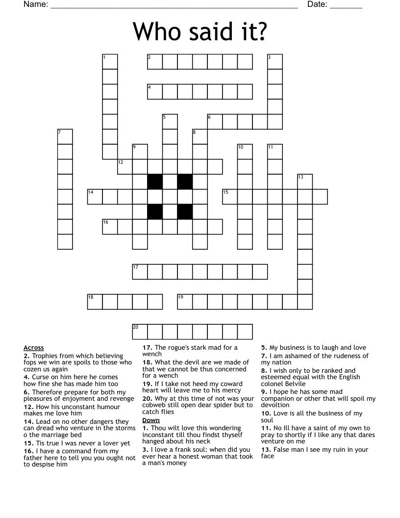 Who Said It Crossword WordMint