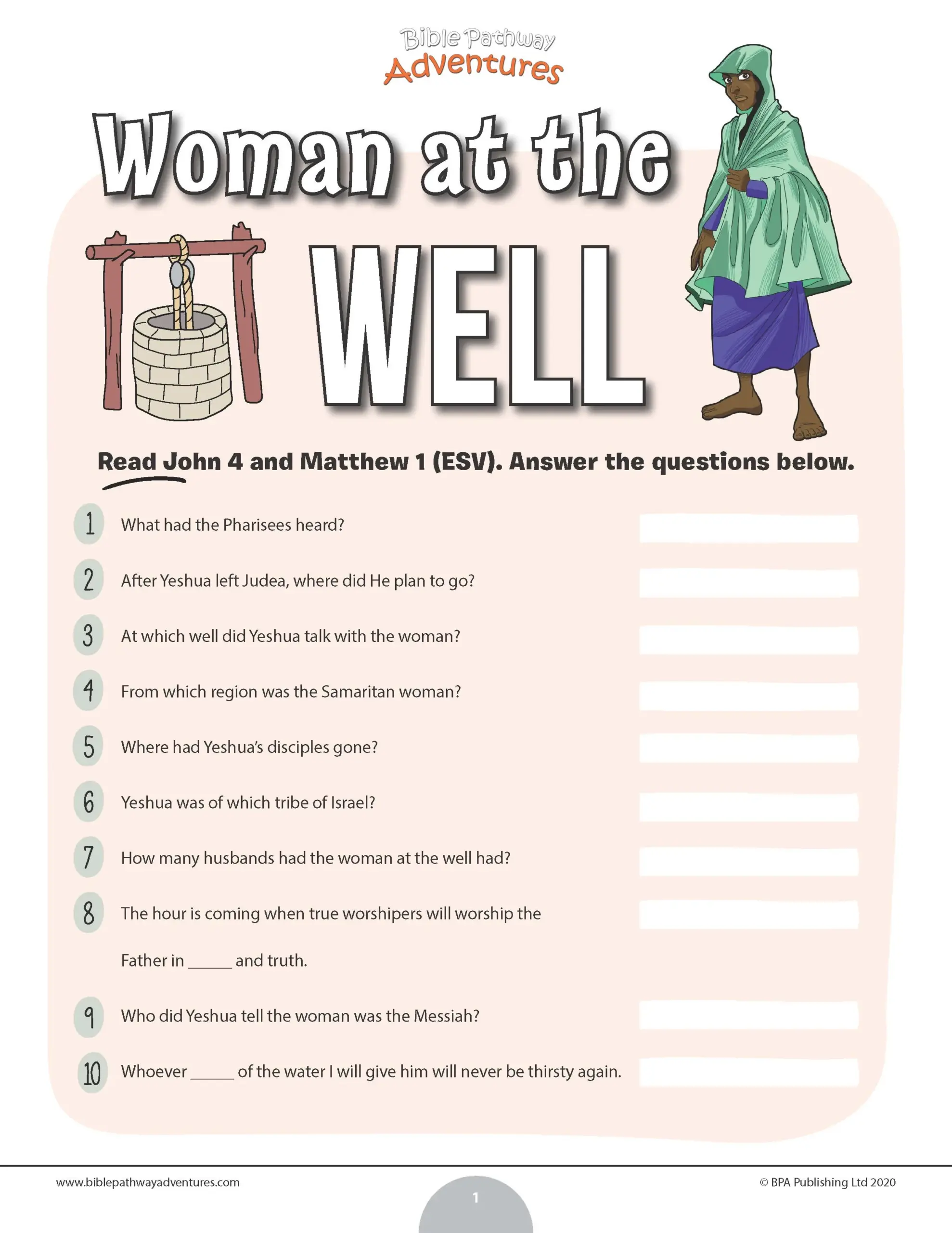 Woman At The Well Bible Quiz PDF Bible Pathway Adventures