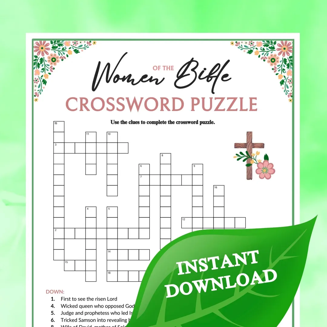 Women Of The Bible Crossword Puzzle Printable Game For Church Kids Teens Adults Sunday School Women s Ministry Bible Activity Etsy