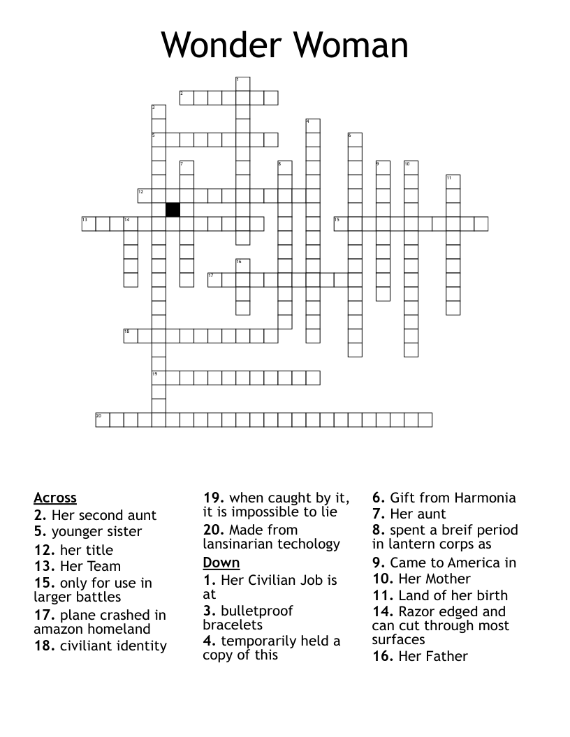 Wonder Woman Crossword WordMint Wonder Woman Crossword WordMint
