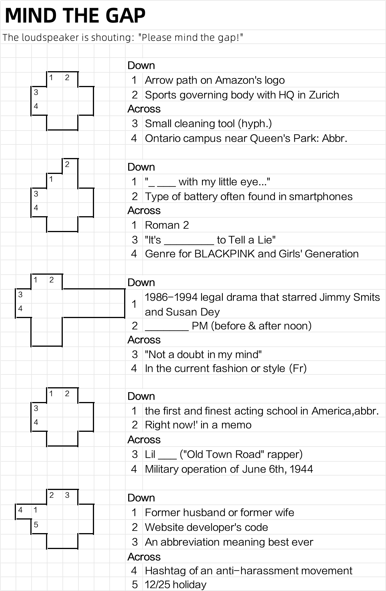 Word Mind The Gap Between Puzzling Stack Exchange