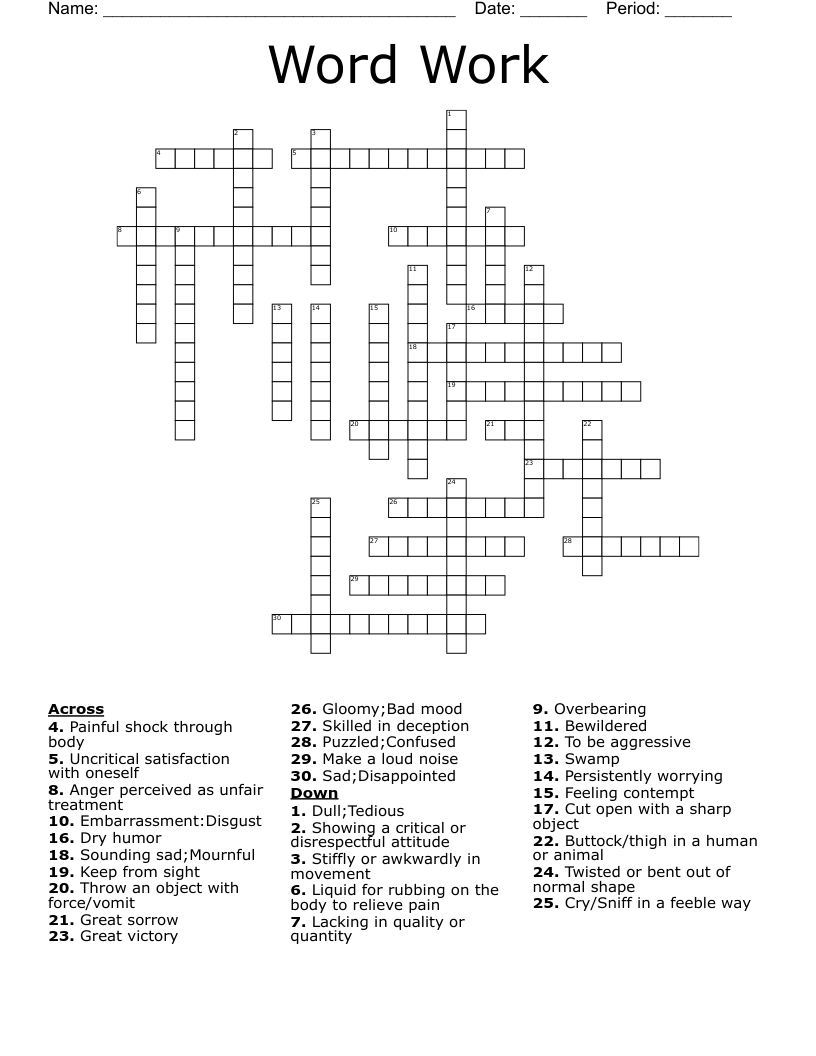 Word Work Crossword WordMint