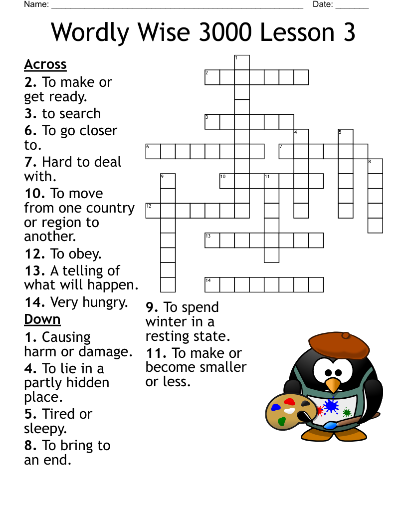 Wordly Wise 3000 Lesson 3 Crossword WordMint Wordly Wise 3000 Lesson 3 Crossword WordMint