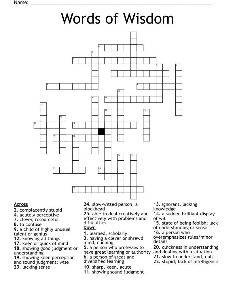 Words Of Wisdom Crossword WordMint
