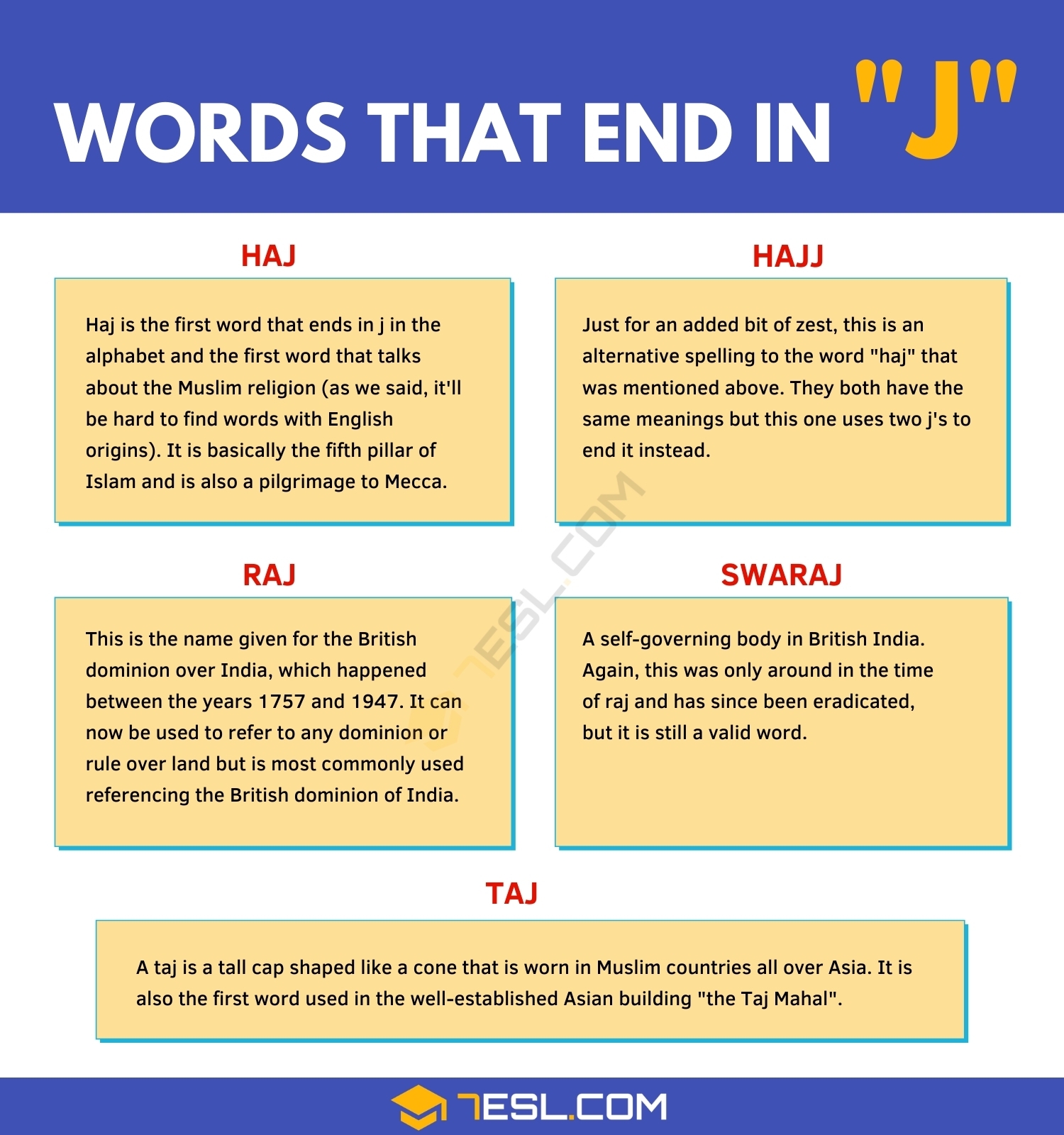 Words That End In J In English 7ESL