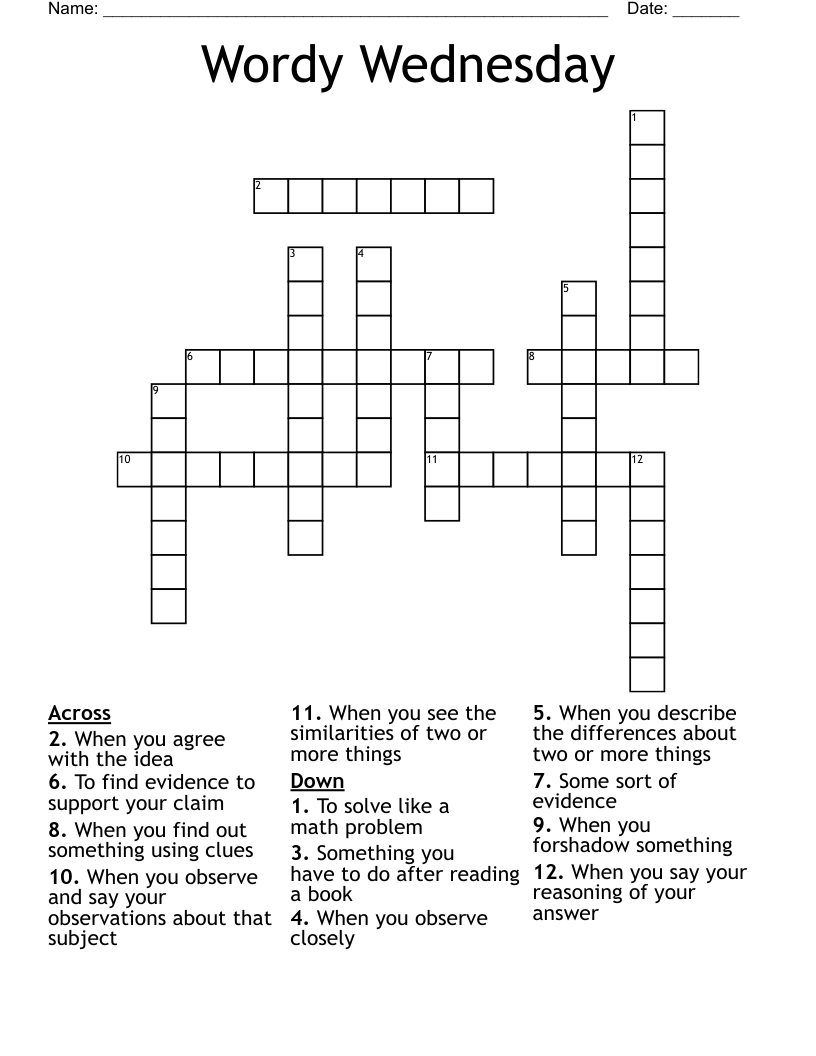 Wordy Wednesday Crossword WordMint Wordy Wednesday Crossword WordMint