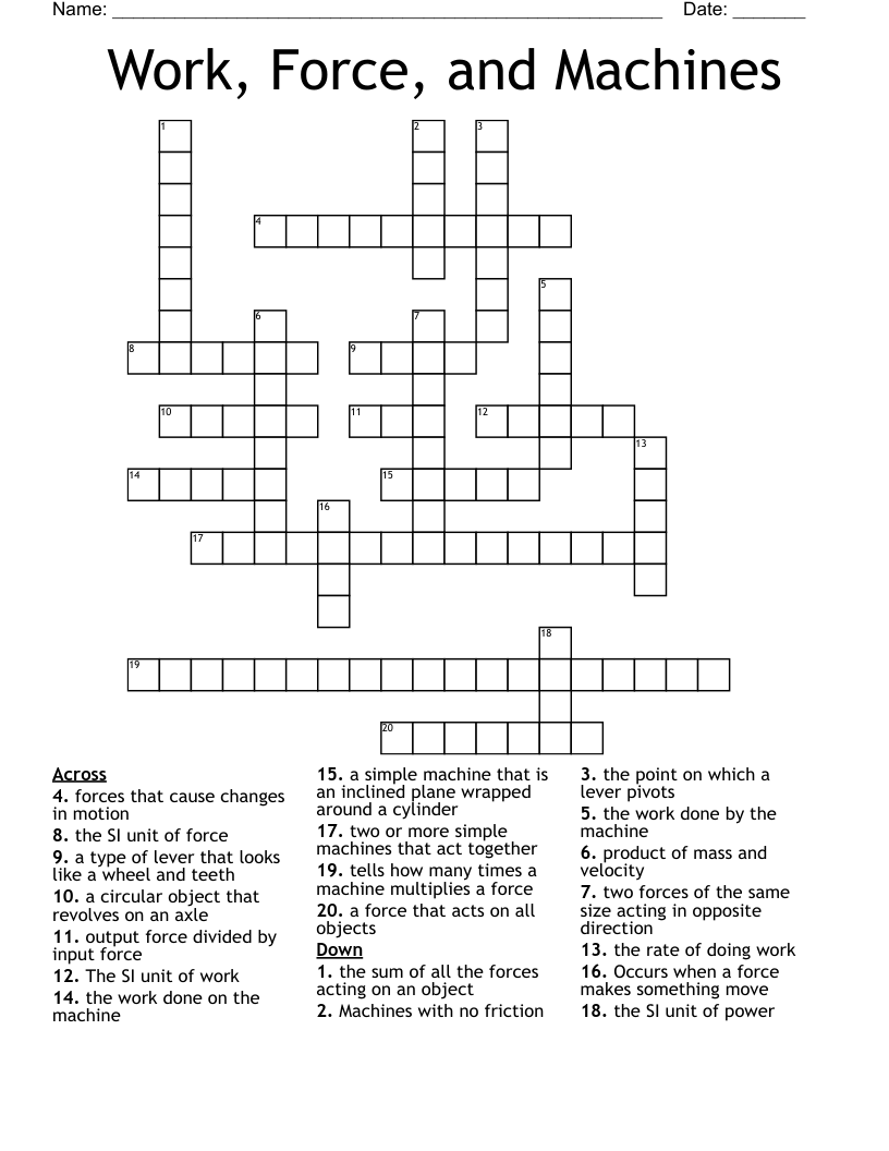 Work Force And Machines Crossword WordMint Work Force And Machines Crossword WordMint