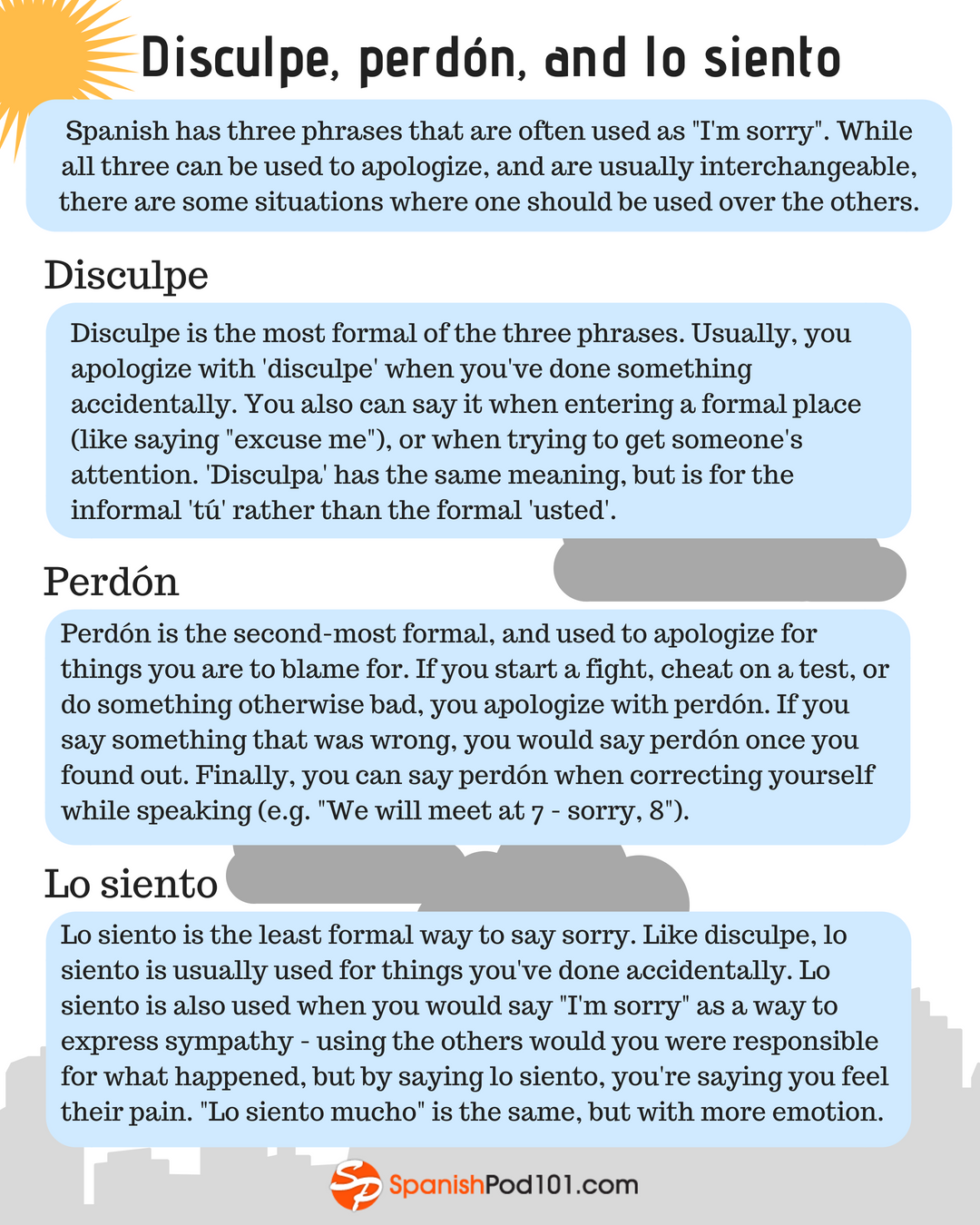 You Will Almost Always Be Able To Say Any Of These Three To Mean I m Sorry But Remember It Anyways You Don t Want To Say spanishpod101 On Tumblr