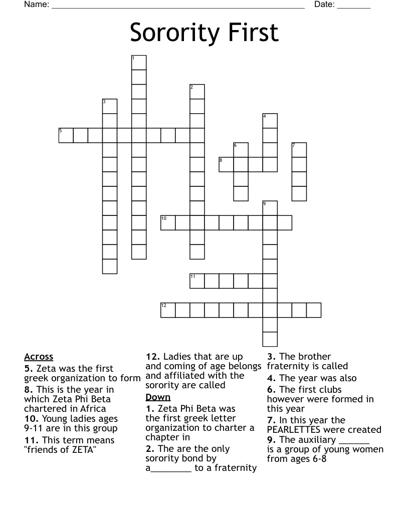 Zeta History Crossword WordMint